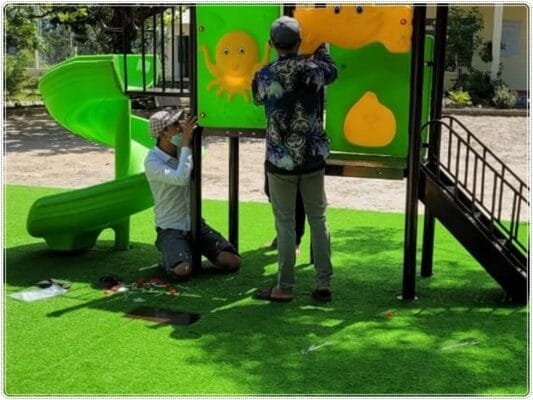 Thi công cỏ nhân tạo tại trường mầm non