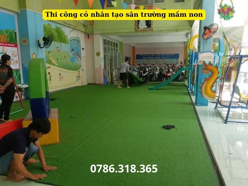 Công trình sử dụng cỏ nhân tạo để trang trí cho trường mầm non