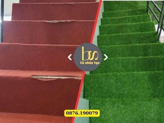 Hình ảnh cầu thang trước và sau khi thi công hoàn thiện