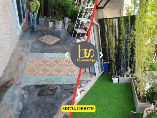 Trải cỏ nhân tạo giúp hiên nhà sạch sẽ, thẩm mỹ