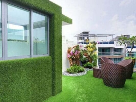 Cỏ nhân tạo trang trí tường