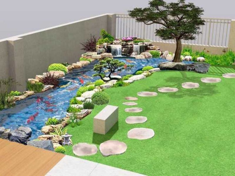 Mô hình hồ cá KOI kết hợp cỏ