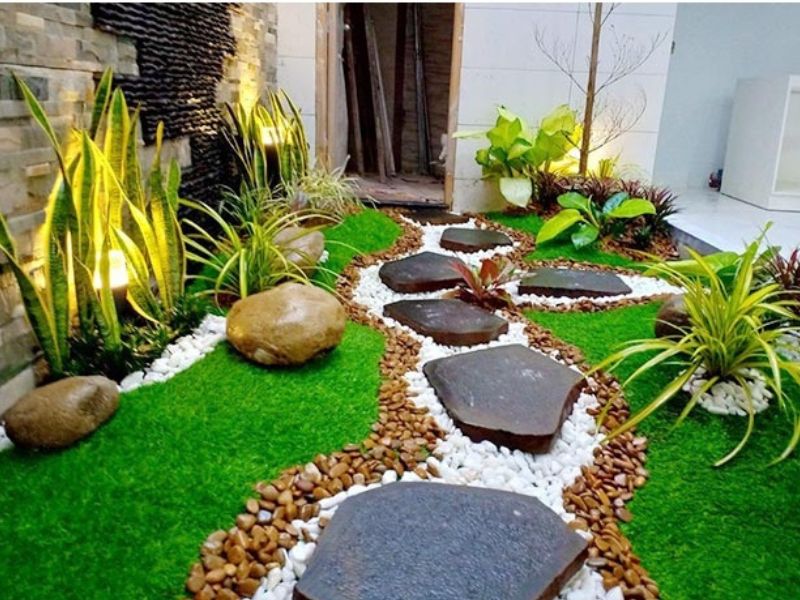 Lỗi đi bằng cỏ nhân tạo vào hồ cá