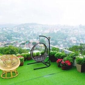 Màu xanh của cỏ làm không gian thêm sạch sẽ