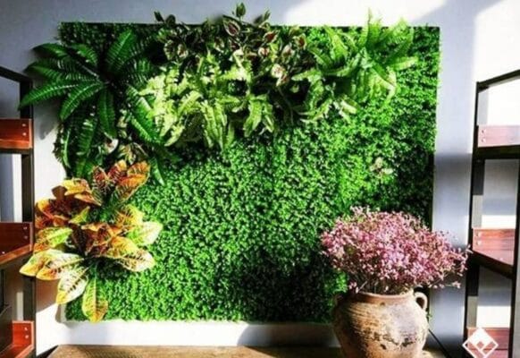 Cỏ giả treo tường, trang trí đẹp mắt