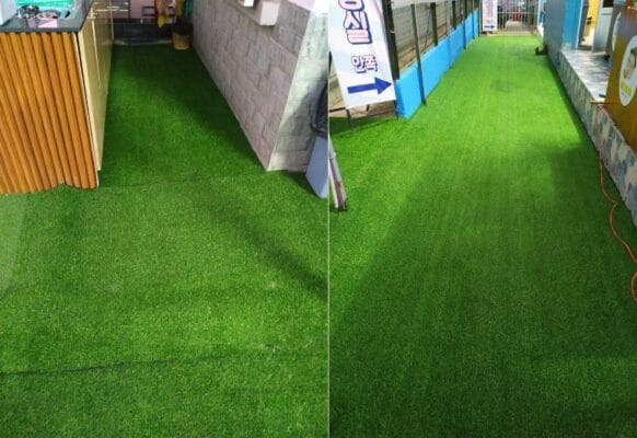 Thảm cỏ nhân tạo sân vườn trải quán cà phê