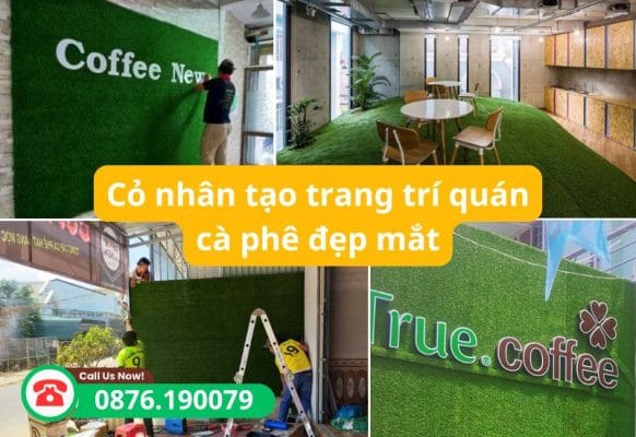 Cỏ nhân tạo trang trí quán cà phê