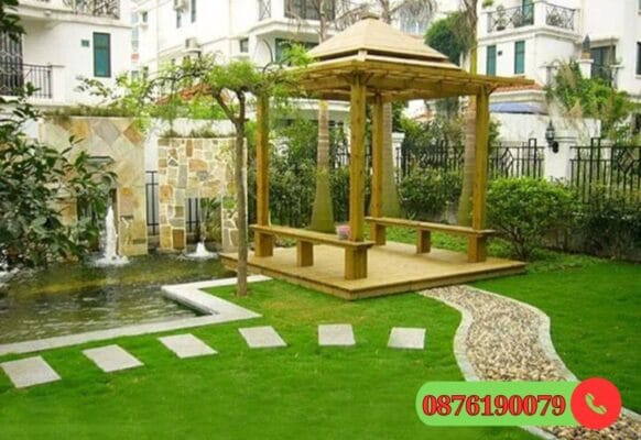 Thảm cỏ nhân tạo trang trí sân vườn đẹp mắt