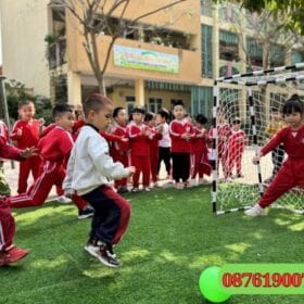 Thảm cỏ nhân tạo trải sân trường mầm non