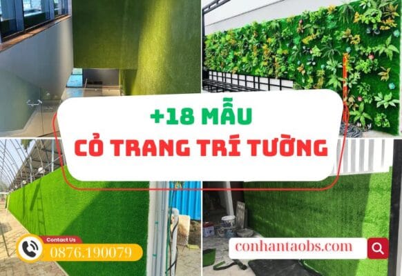 Mẫu thiết kế cỏ nhựa trang trí tường đẹp, xanh, sang