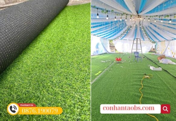 Cỏ nhân tạo 2cm 11 mũi ứng dụng trải sàn đám cưới, sự kiện
