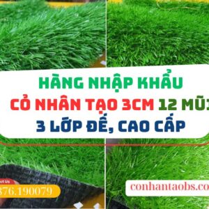 Thảm cỏ nhân tạo 3cm 12 mũi cao cấp, độ bền >8 năm