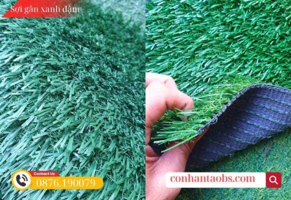 Cỏ nhân tạo 2cm 16 mũi sợi gân màu xanh đậm